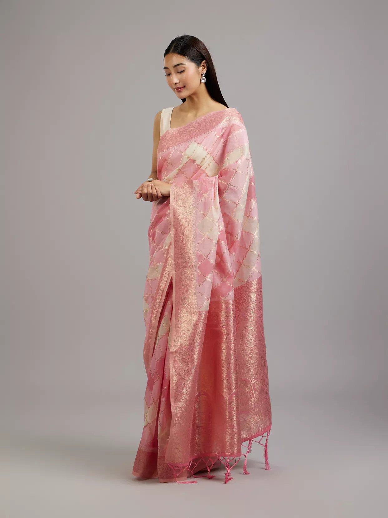 Vibrant Pink Elegance Saree - Image 3